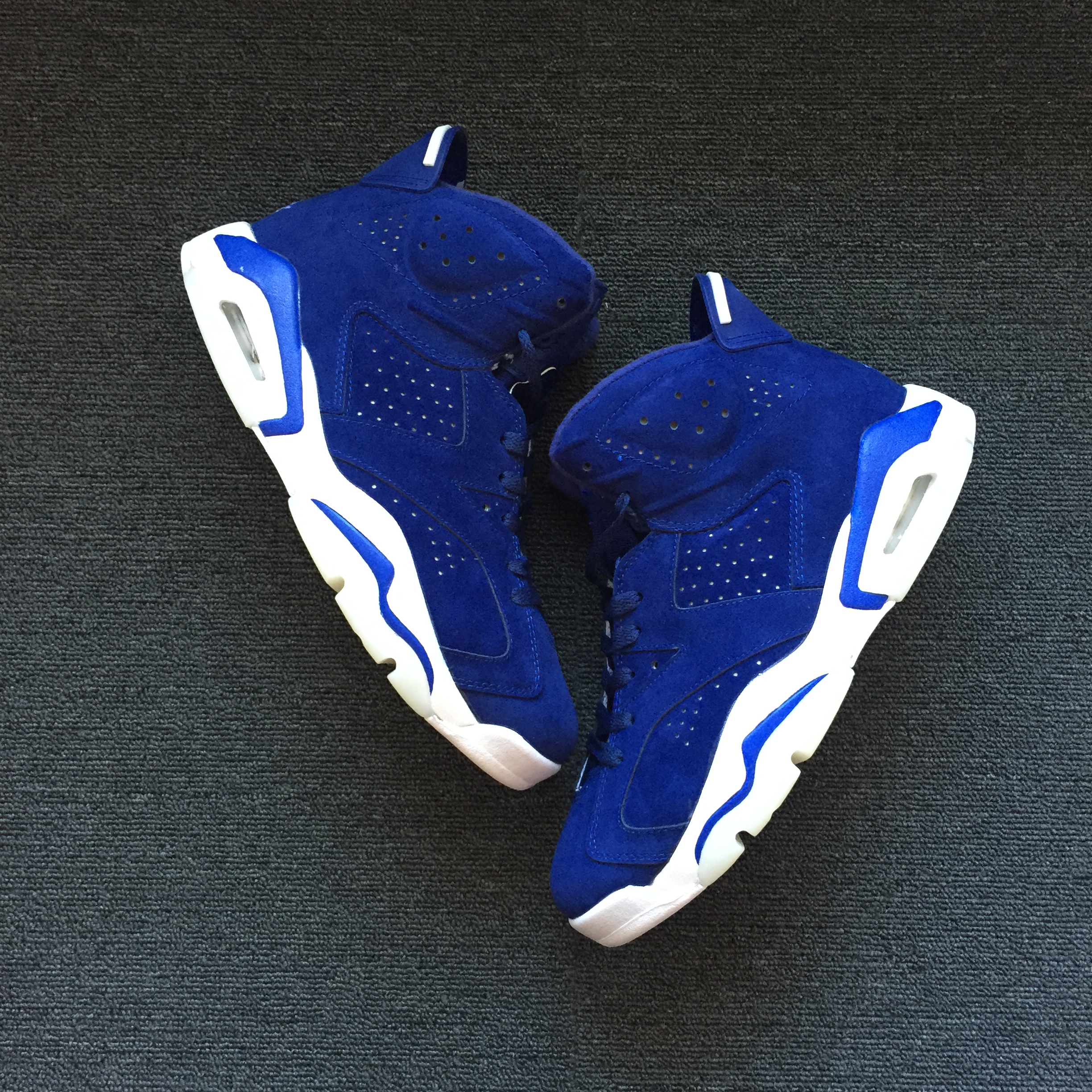 New Air Jordan 6 Deer Skin Blue White Shoes - Click Image to Close